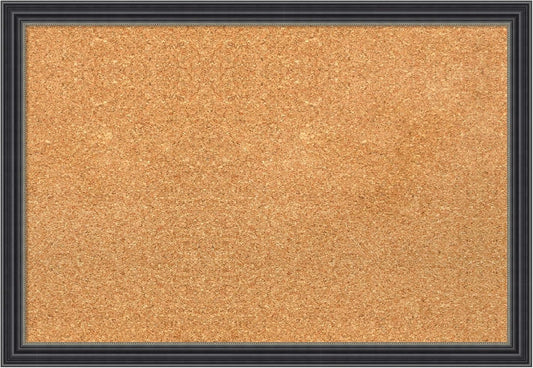 Amanti Art Natural Cork Board for Wall, 18x26 Vision Board with Black Wood Frame, Medium Corkboard Office Decor for Home Organization, Traditional Corkboard Pinboard to display items for home