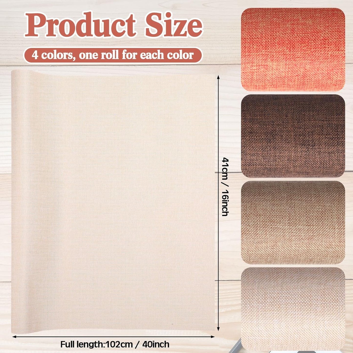 4 Pcs Book Cloth Bookcover Fabric Surface with Paper Backed Book Binding Cloth Fabric Book Cover for Scrapbooking Album DIY Craft Supplies Home, 4 Colors(Earth Color,40 x 16 Inches)