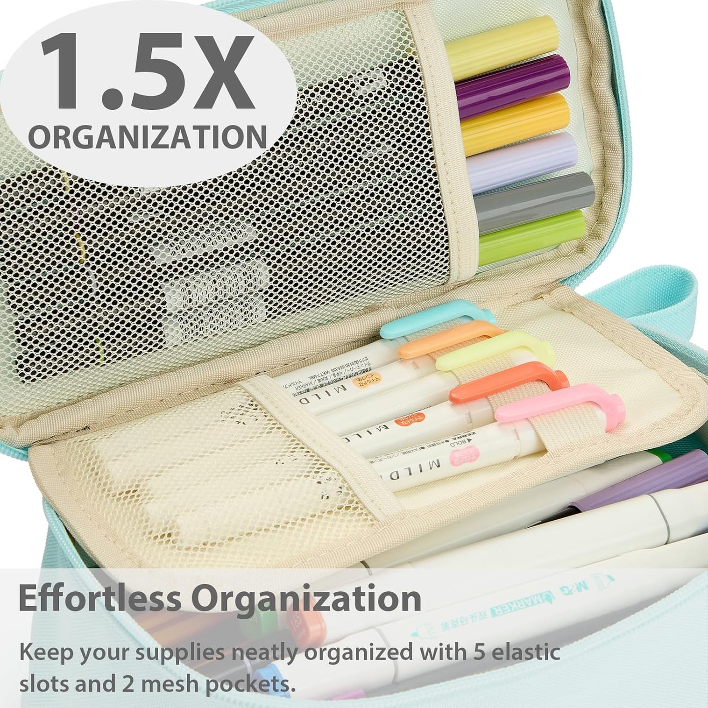 Pencil Case Pouch Box Bag School Supplies Girls Boys Kids, Cute Preppy Stuff Large Big Capacity Aesthetic Pen Organizer, Back to College Stationary, Eggshell Blue, Standard Stlye, 1800ml