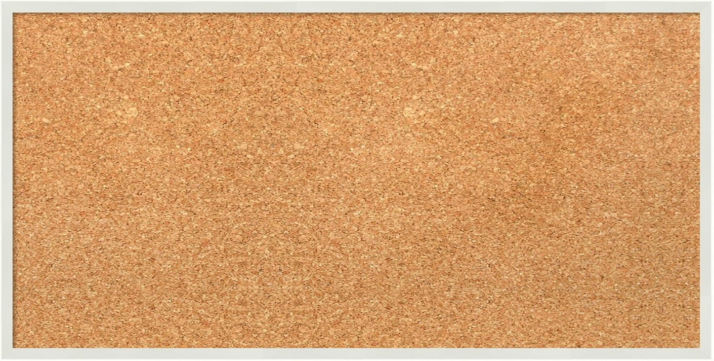 Amanti Art Natural Cork Board for Wall, 13x25 Vision Board with White Frame, Small Corkboard Office Decor for Home Organization, Modern Corkboard Pinboard to Display Items for Home Organization in