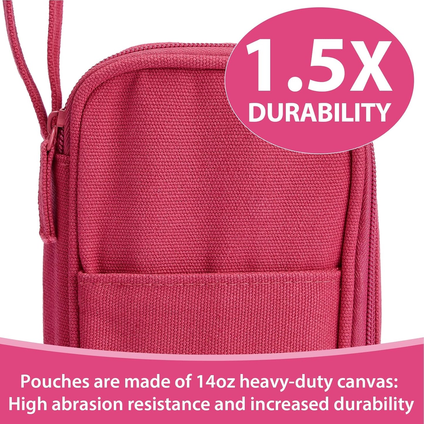 Pencil Case Pouch Box Bag School Supplies Girls Boys Kids, Cute Preppy Stuff Large Big Capacity Aesthetic Pen Organizer, Back to College Stationary, Dark Pink, Heavy Duty Canvas, 1800ml