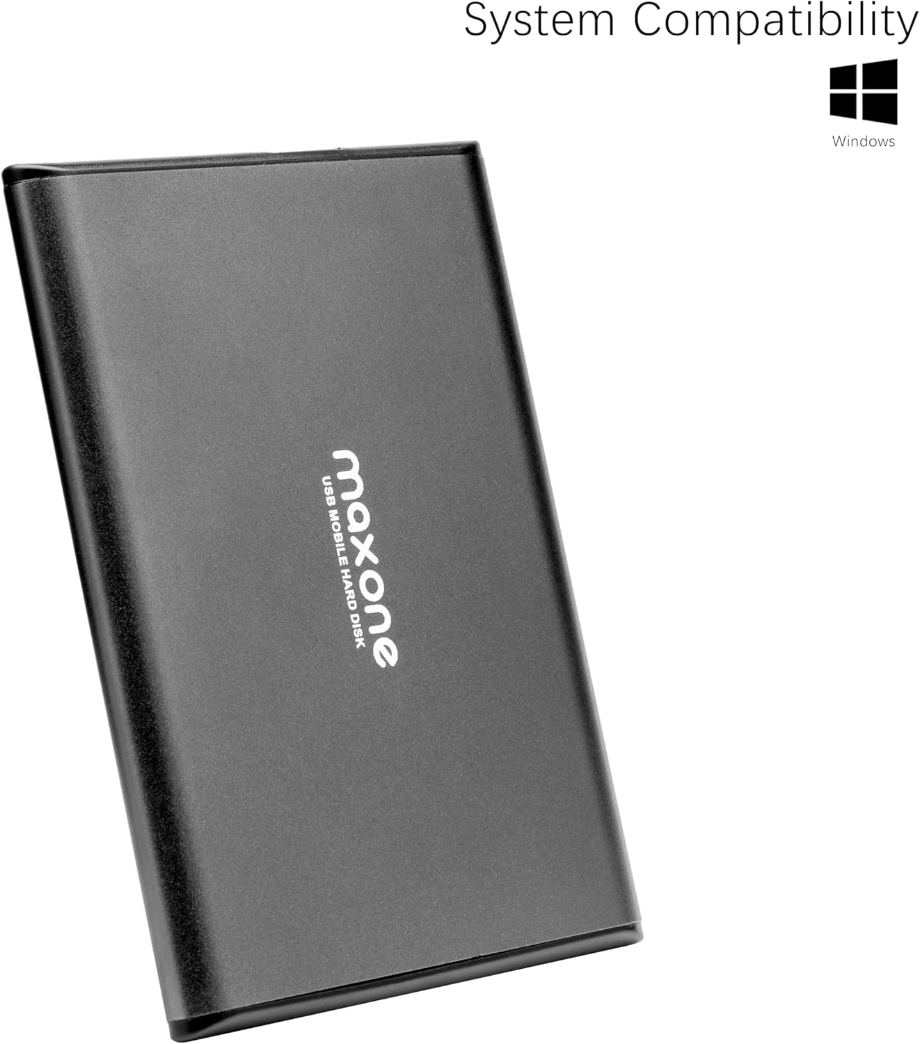 Maxone 320GB Ultra Slim Portable External Hard Drive HDD USB 3.0 Compatible with PC, Laptop - Charcoal Grey