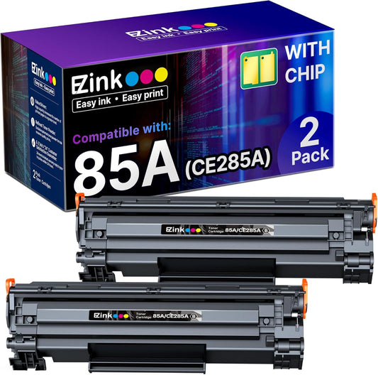E-Z Ink 85A Black Compatible Toner Cartridge Replacement for HP 85A Black Toner Cartridge CE285A 85A CE285 Use for HP Laserjet p1102w P1102 P1109W M1217nfw M1212 M1212nf M1217 Pro Printer (2-Pack)