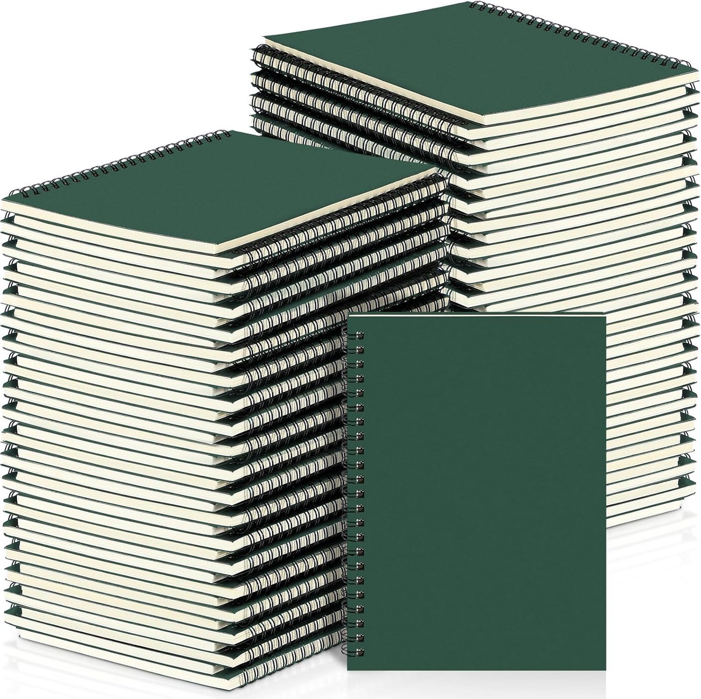 Yahenda Spiral Notebook Bulk A5 Journal Lined 8.3'' x 5.5'' Writing Composition Paper Small Notepad Subject Notebook for Students Office Business Back to School Supplies(Deep Green,72 Pcs)