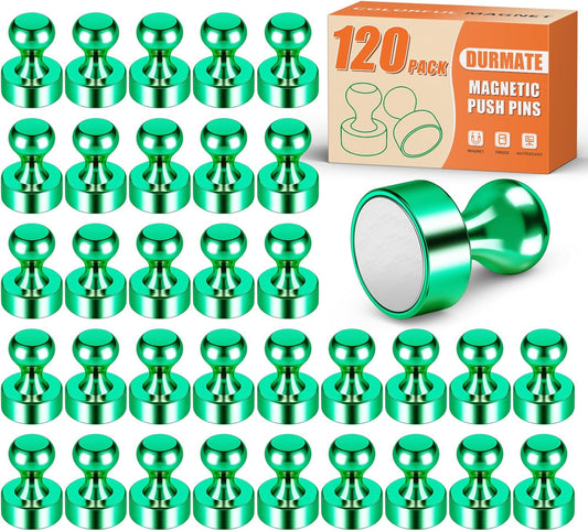 120PCS Strong Refrigerator Magnets,Green Metal Magnetic Push Pins, Strong Magnets for Whiteboard, Magnetic Clips Heavy Duty for Lockers, Kitchen, Office, Home Decorative, Desk Accessories