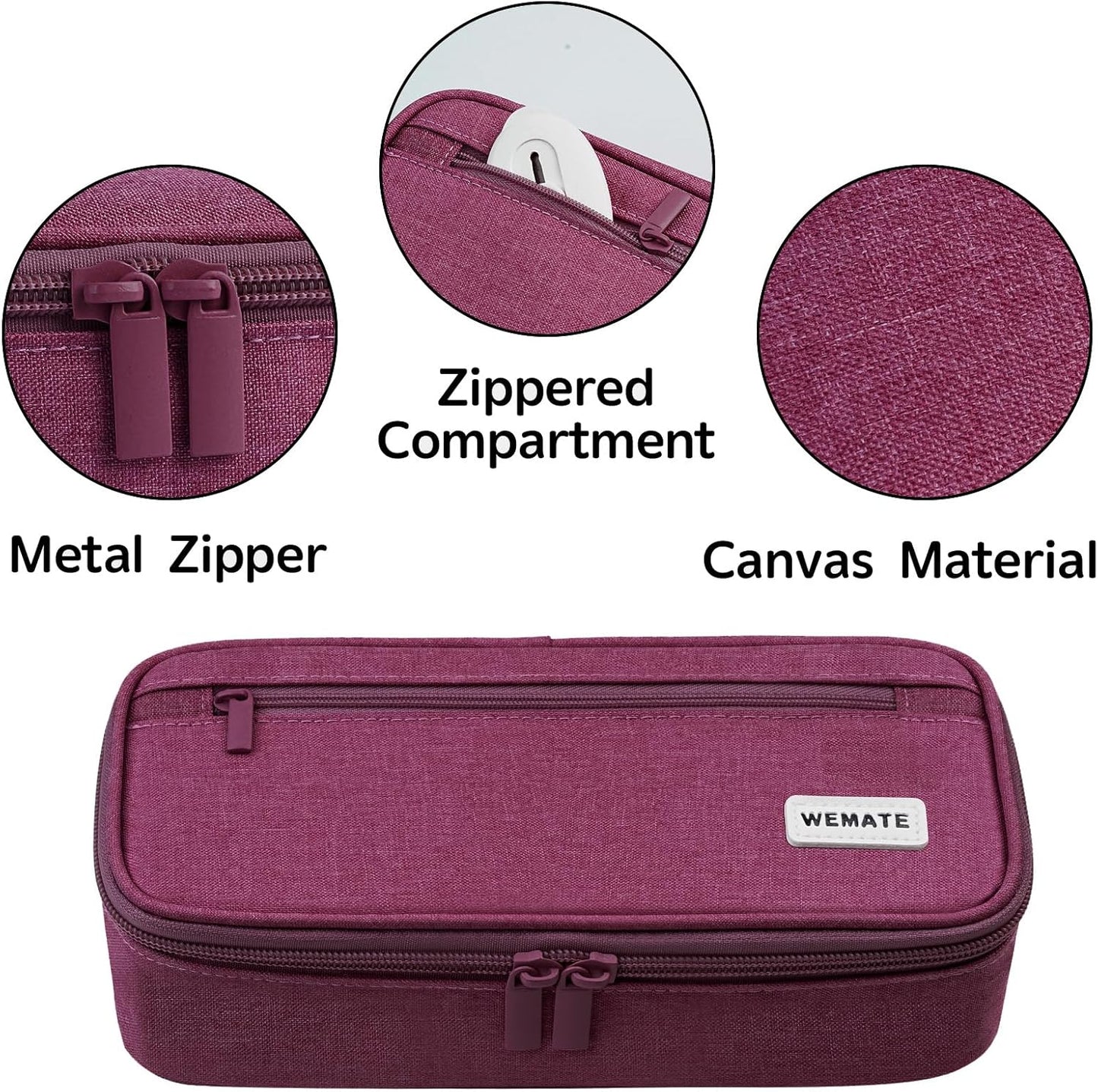 WEMATE Pencil Case, Large Storage Organizer for Stationery, Back - to - School Essential, Teacher Must - have, Big Pencil Pouch, Marker Case School Supplies for College & High School