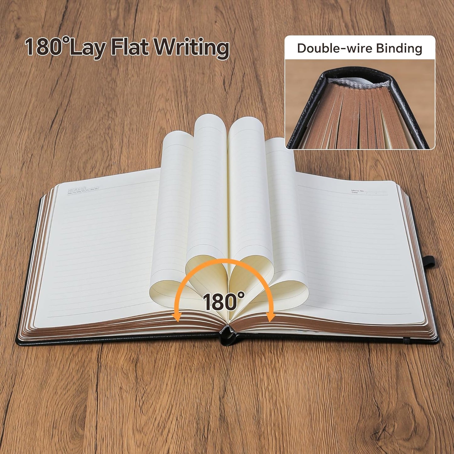 ZXHQ A5 360 Pages Lined Journaling Notebooks with Pen, Journals for Women Men Writing Notebook, Tree of Life Design, Brown Edge Fine Inner Pocket - Black