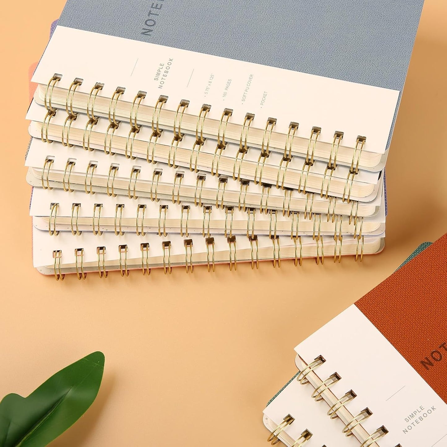 Spiral Notebook-6.10" x 8.19" College Ruled Journal with Inner Pockets and 160 Pages,PU Leather Cover Business Journal, Twin-Wire Binding Notebook Perfect for Office & Home School Supplies