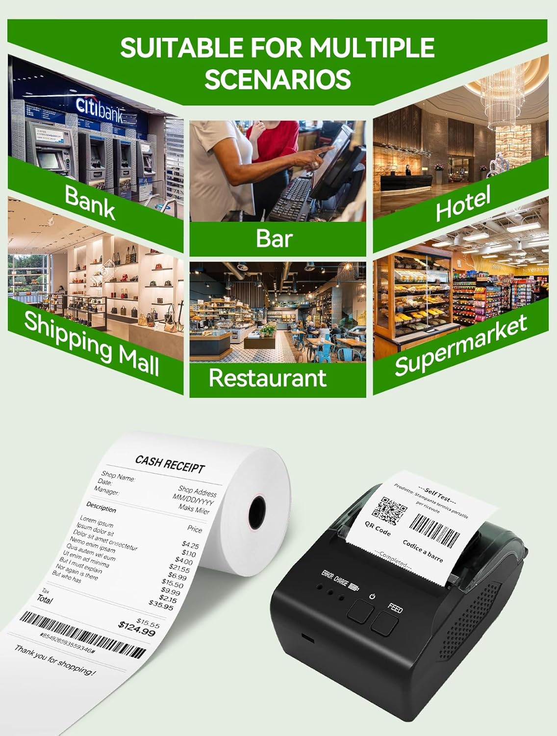 Premium 3 1/8" x 220' Thermal Paper Receipt Rolls, BPA-Free, Pack of 50, Compatible with POS, Credit Card Terminals, Receipt Printers, Universal Fit