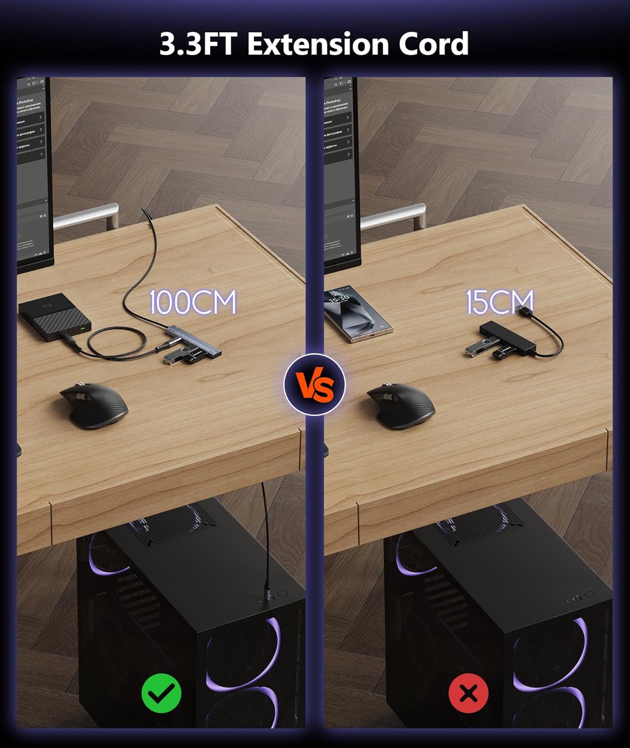 Aceele USB C Hub 10Gbps, 4 Ports USB 3.2 HUB with 2 USB-C 3.2 and 2 USB-A 3.2 Ports, 3.3ft USB Port Extender Splitter, USB C to USB A Hub Multiport Adapter for Laptop, MacBook Pro Air, iPad, iMac