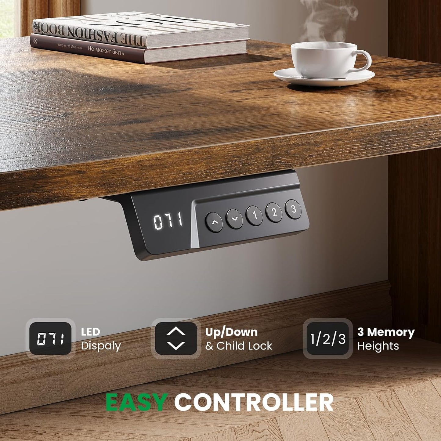 SIAGO L-Shaped Standing Desk - 63 x 55 Inch Adjustable Corner Standing Desk with Charging Station - L Shape Sit Stand Table with Memory Controller, Splice Board for Home Office