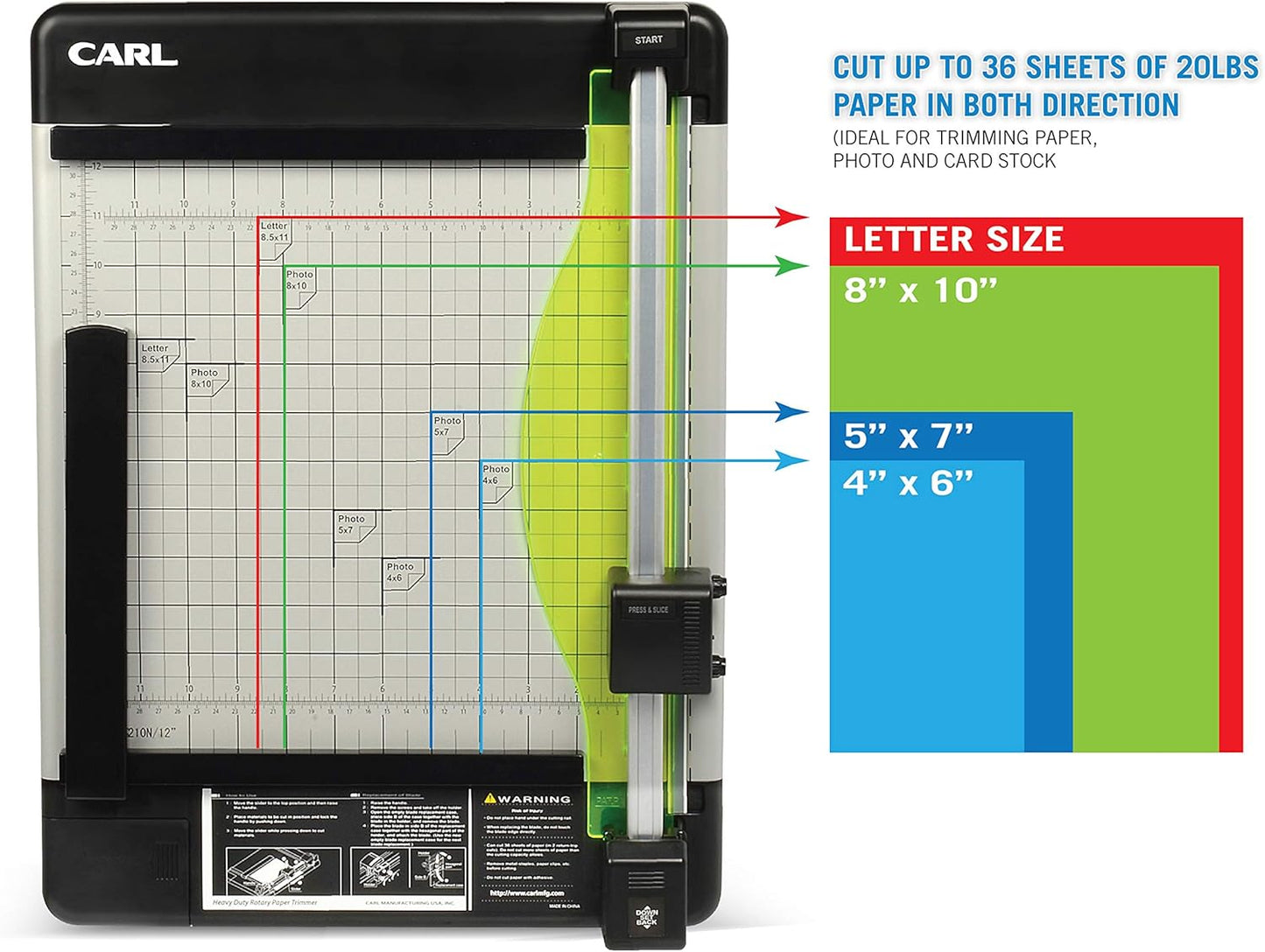 Carl Manufacturing 12210 Heavy-Duty Trimmer 12-Inch 36 Sht Cap. 14-Inch x12-1/4-Inch x3/4-Inch GY
