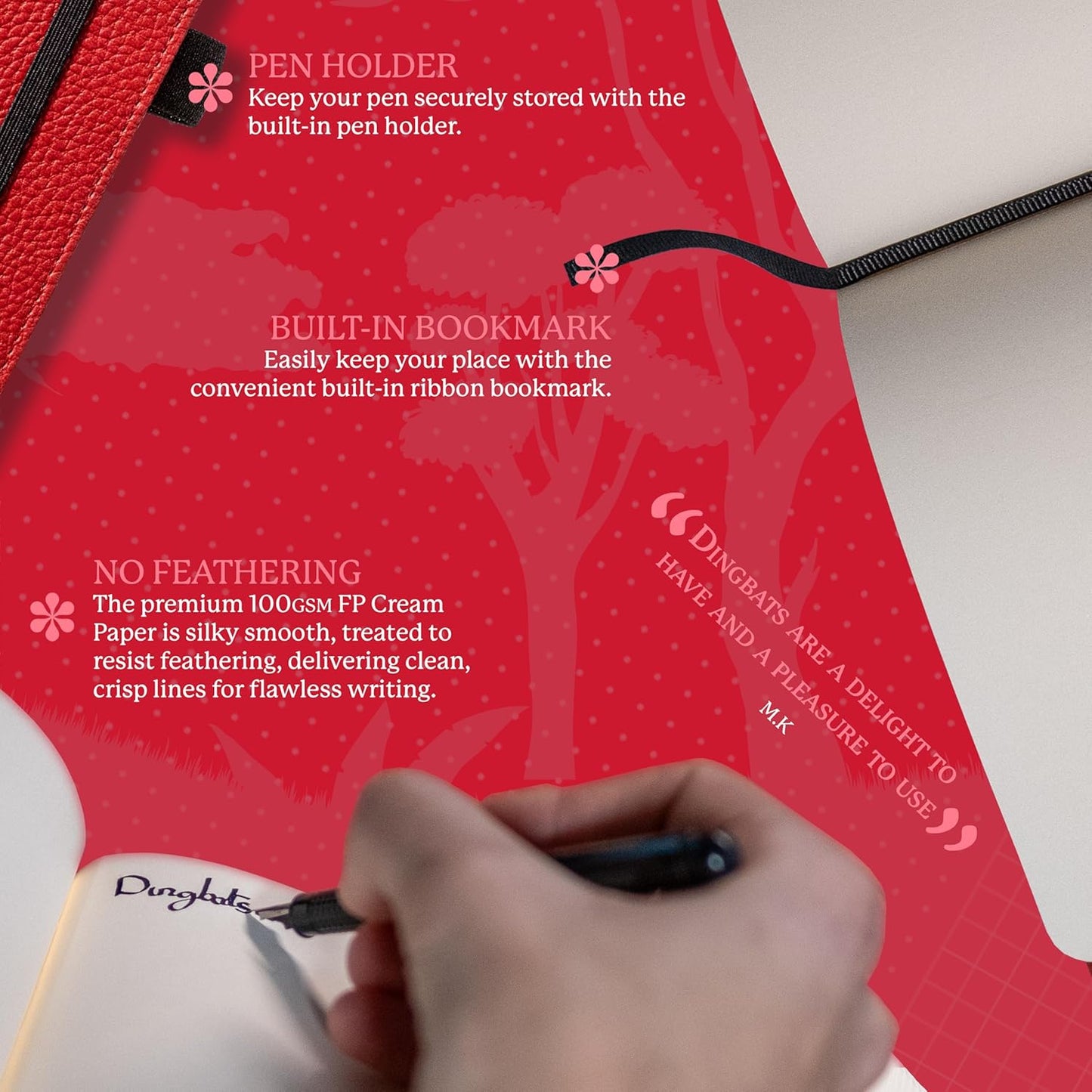 Dingbats A5 Wildlife Notebook Journal Hardcover, Cream 100gsm Ink-Proof Paper, 6.1 x 8.5 inches, 192 pages (Red Kangaroo, Lined)