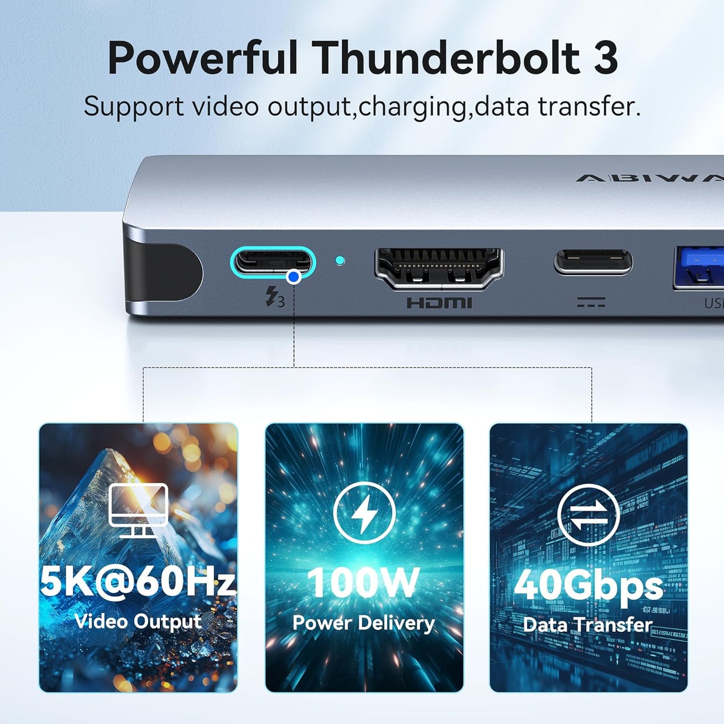 USB C Adapter HDMI Multiport Hub for MacBook Pro/Air M1-M3, 13"-16", 2018-2024: 3 USB A 3.0, SD TF Card Reader, Audio