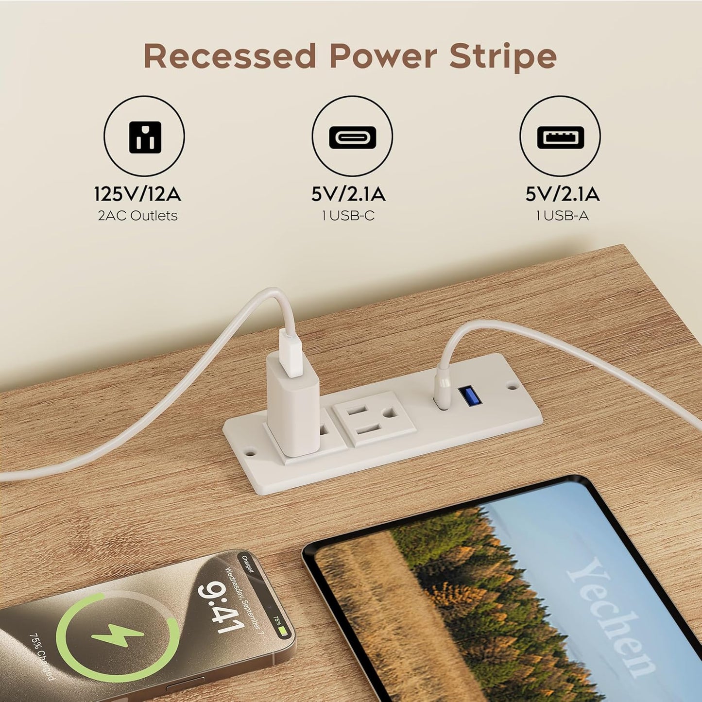 Yechen L Shape Standing Desk, Electric Corner Desk Height Adjustable, 61x60 Computer Desk with 4-in-1 Outlet, for Work Home Office, Livestreaming, Gaming, Natural Oak