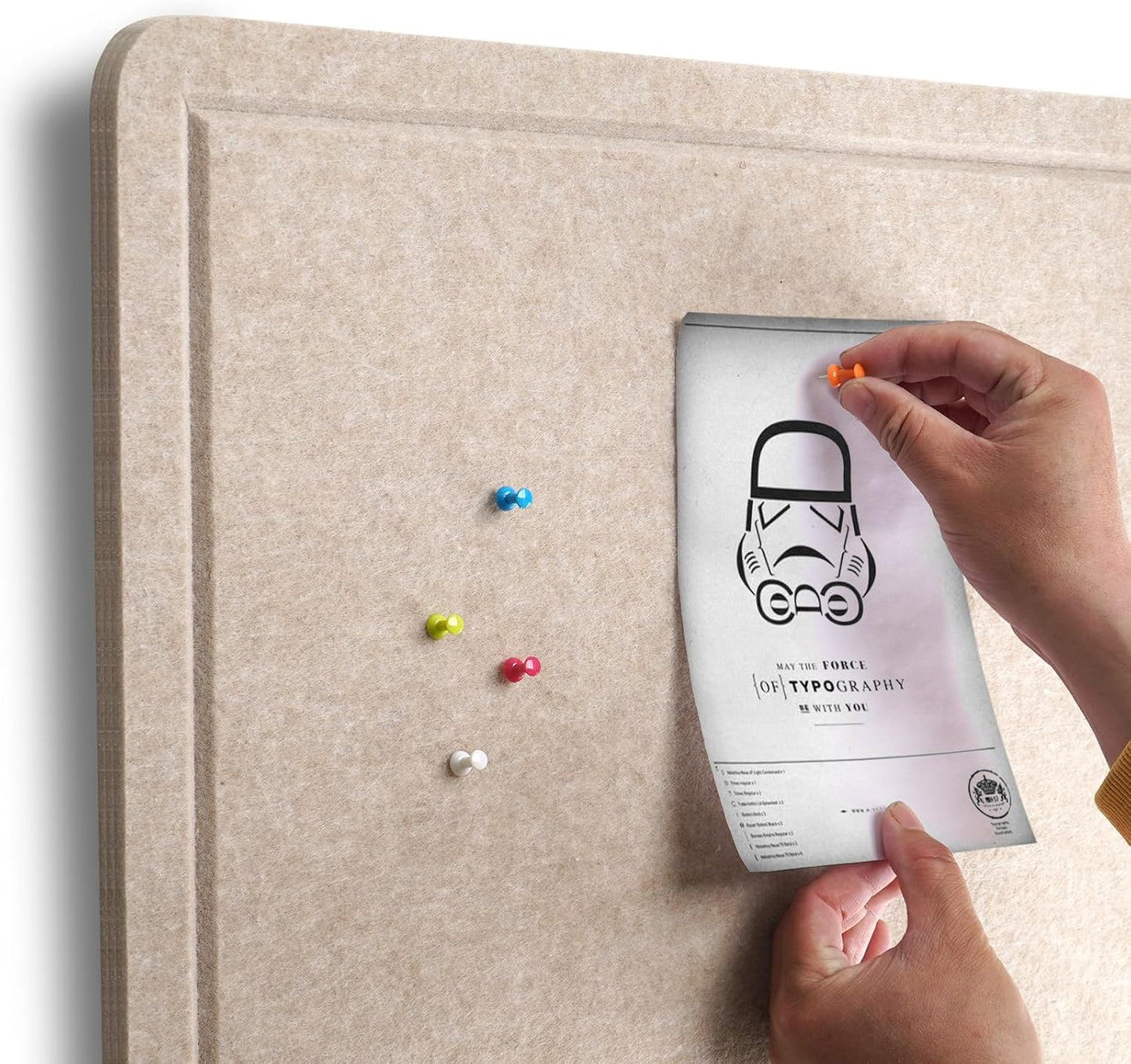 Extra Large Bulletin Board, 96 X 48 inches Cork Board with 30 Pushpin, 8' x 4' Felt Cork Board Notice Pin Board, Self-Adhesive Vision Board Mood Board Foldable Photo Board for Wall - Beige Brown