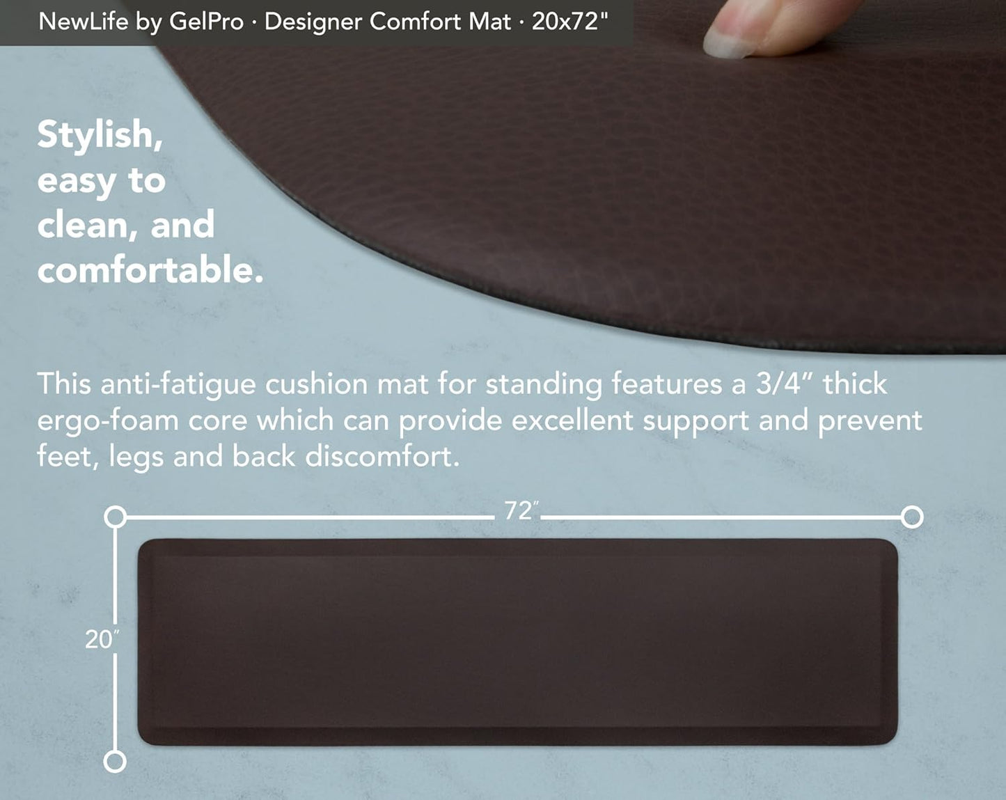 NewLife by GelPro Anti-Fatigue Designer Comfort Kitchen Floor Mat, 20x32", Rustic Texas Flag Stain Resistant Surface with 3/4" Thick Ergo-foam core for Health and Wellness