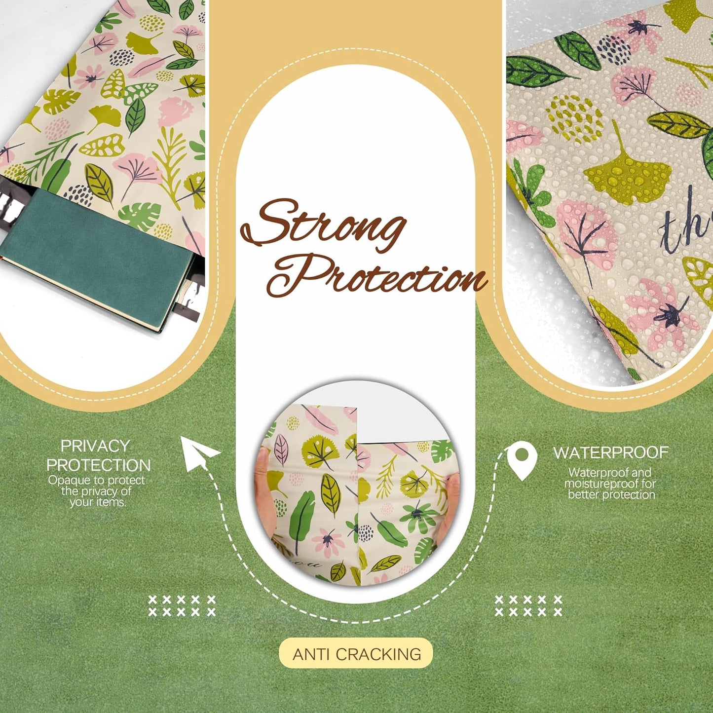 Leafs Poly Mailer 10x13 Inch 25 Pcs, Waterproof Shipping Bags for Clothing, Tear-Resistant Mailier Bags, Strong Mailing Bags with Self-Seal