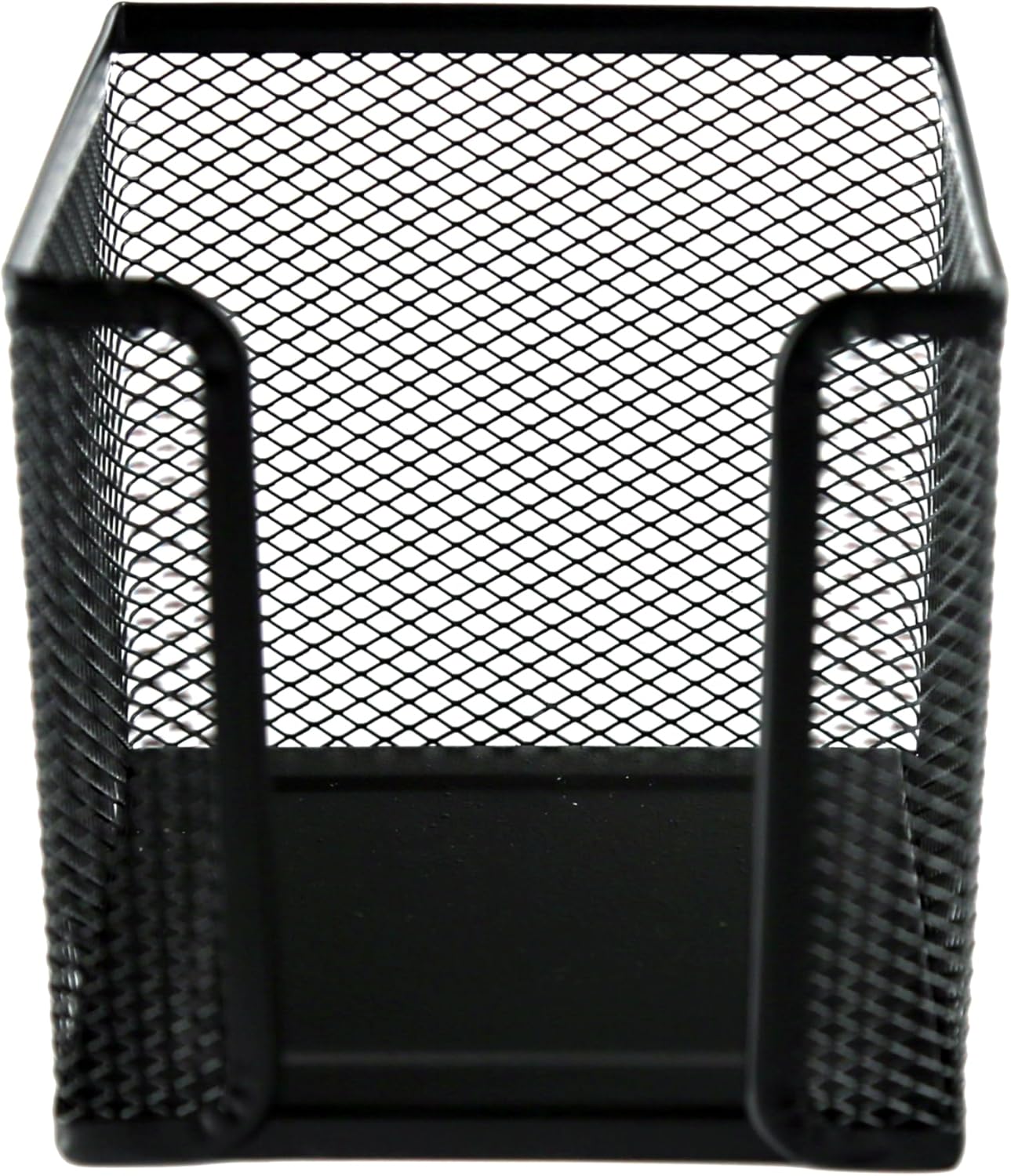 Huron Desktop Desk Sticky Note Pad Memo Note Cube Holder Dispenser for Office Home School, Black Metal Mesh (1/4/24/72) (4 pc)