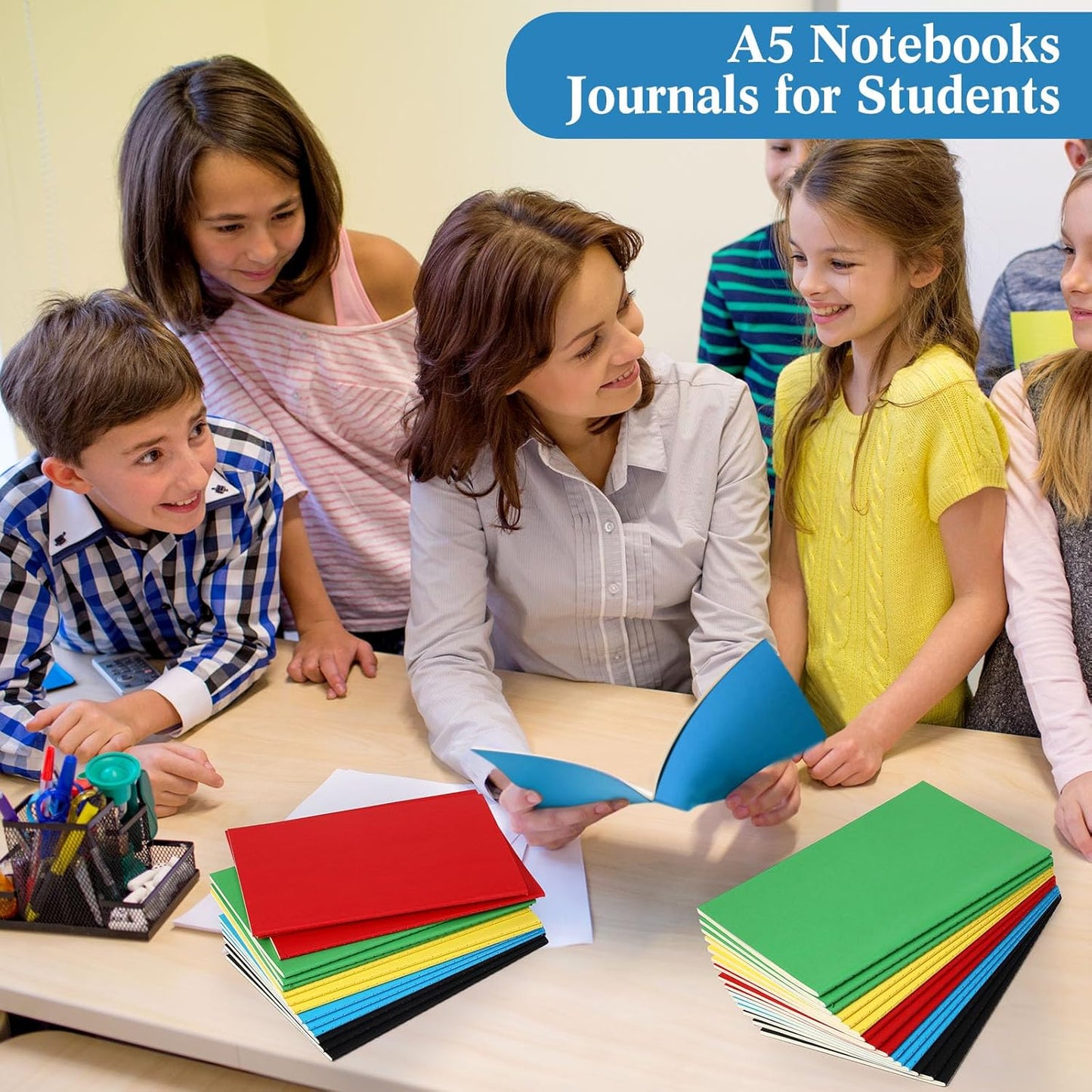 100 Pcs Kraft Notebook Journals 5.5 Inch x 8.3 Inch A5 Softcover Notebooks Bulk for Writing Sketch Office Notepad with 60 Pages 30 Sheets (Multicolor,Lined)