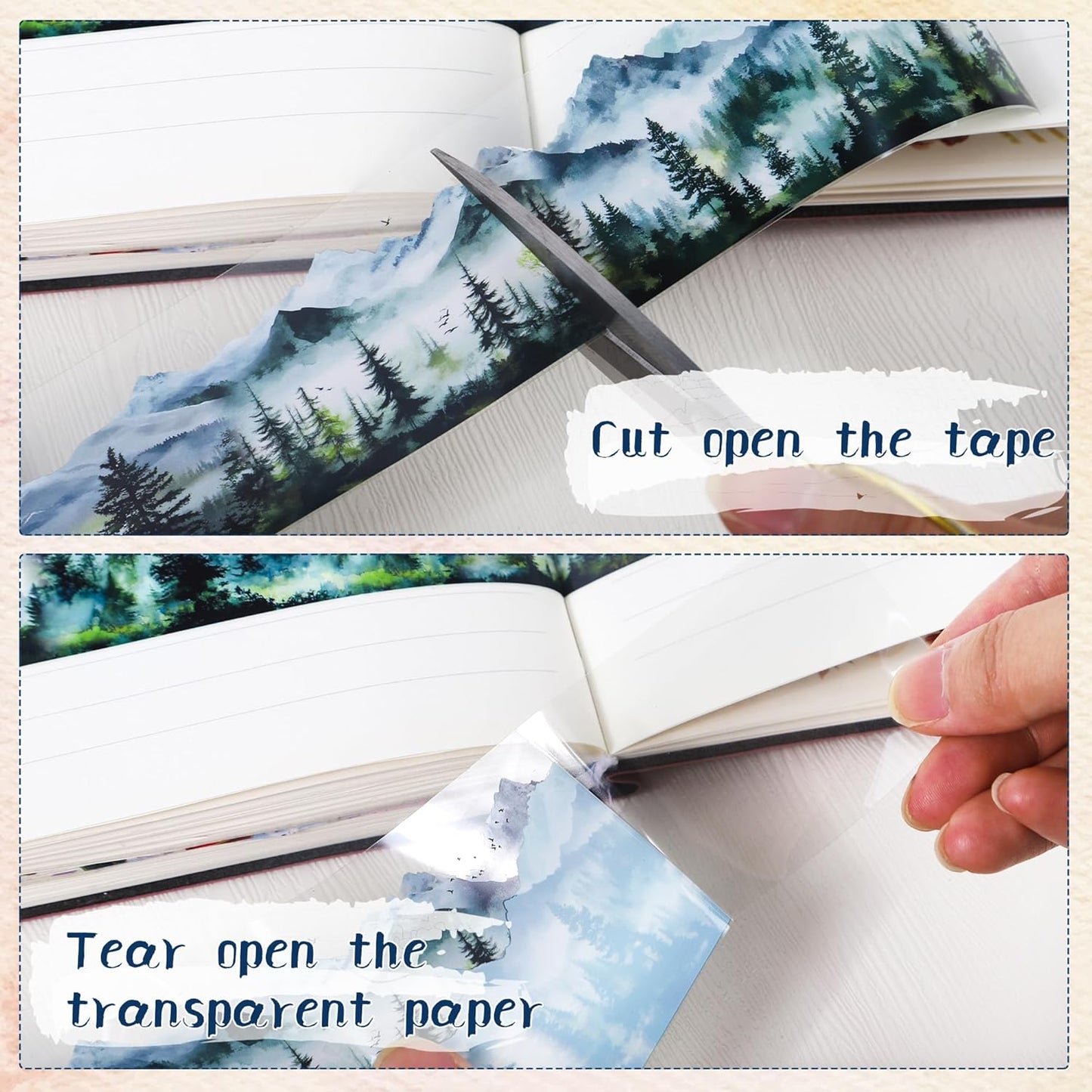 PET Tape for Journal Scrapbooking - Green Forest Junk Journal PET Tape Scrapbook Supplies, Scrapbook Notebook Bottle Crafts Décor