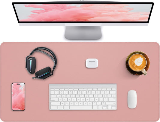 Desk Pad Mat - Leather Desk Pad Protector for Office and Home - Desk Organization and Accessories - Ideal for Large Mouse Pad and Desk Mats on Top of Desks(Pink,31.5" x 15.7")