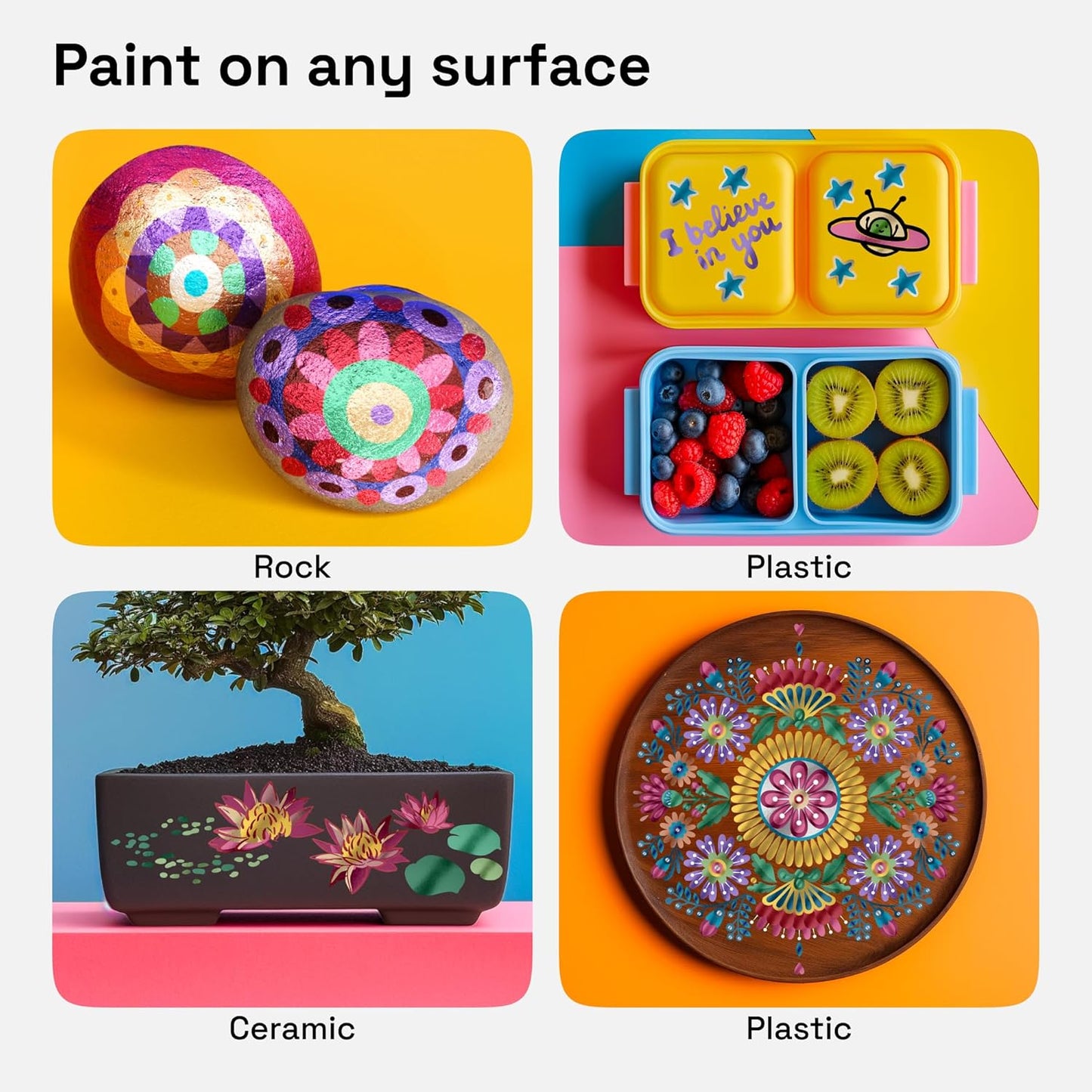 ARTISTRO Dual Tip Acrylic Paint Markers - Easy for All Ages & Levels Acrylic Paint Pens for Fabric, Rocks, Paper, Wood, Canvas, Glass, DIY (Dual Tip Metallic, 24)