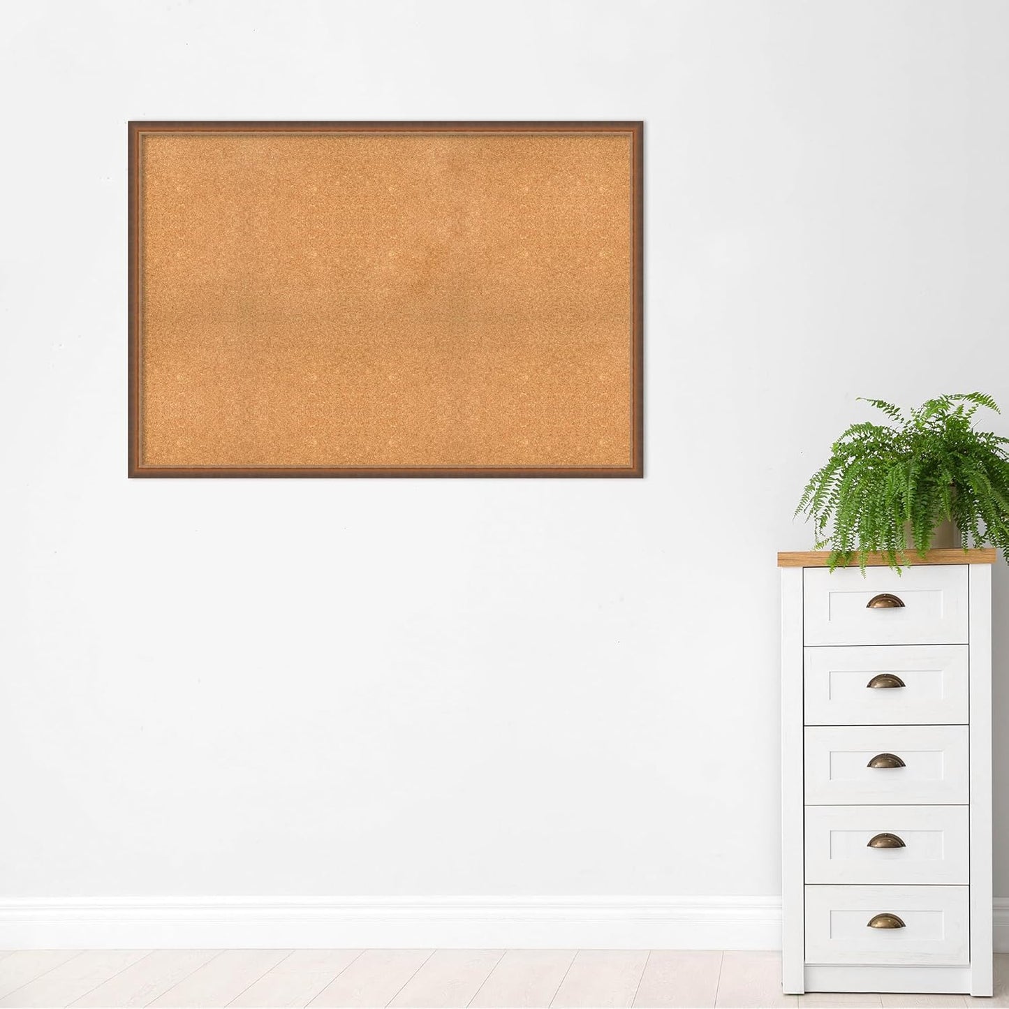 Amanti Art Natural Cork Board for Wall, 36x52 Vision Board with Bronze Frame, Oversize Corkboard Office Decor for Home Organization, Modern Corkboard Pinboard to Display Items for Home Organization