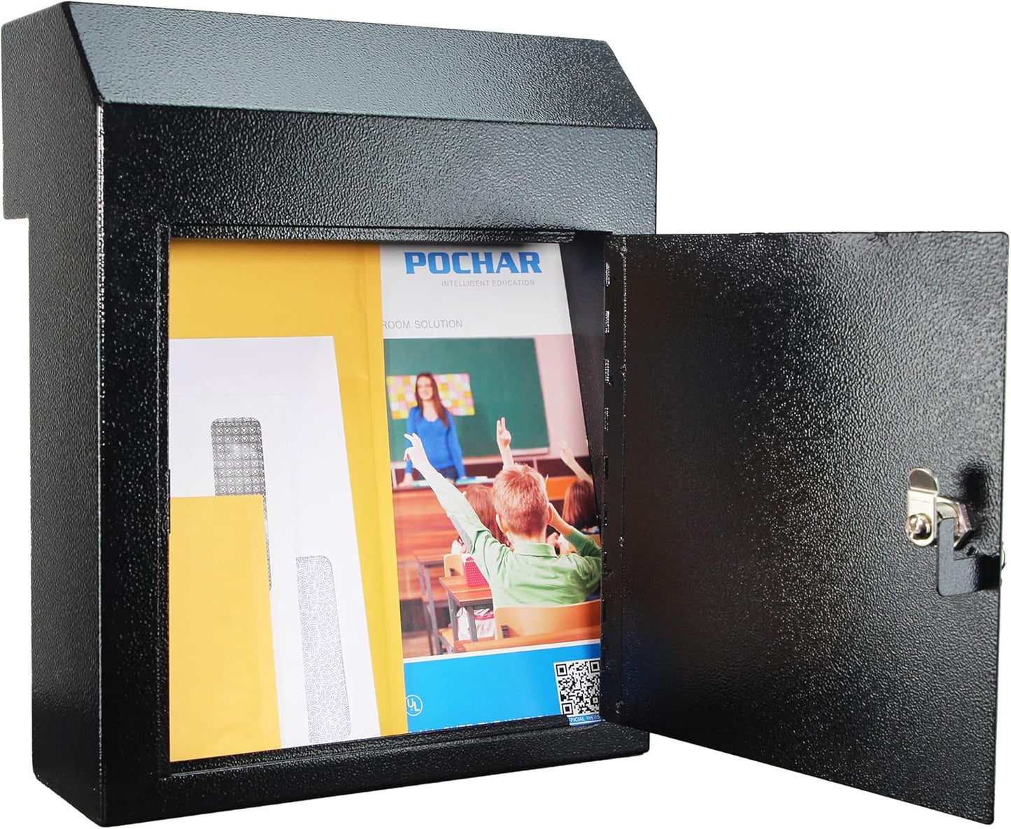 Through The Door Mail Drop Box - 1.2mm Steel Payment Dropbox - Door Mount Theft Proof Mailbox - Locking Deposit Drop Box for Night Key, Deposit, Cash, and Rent (Black)