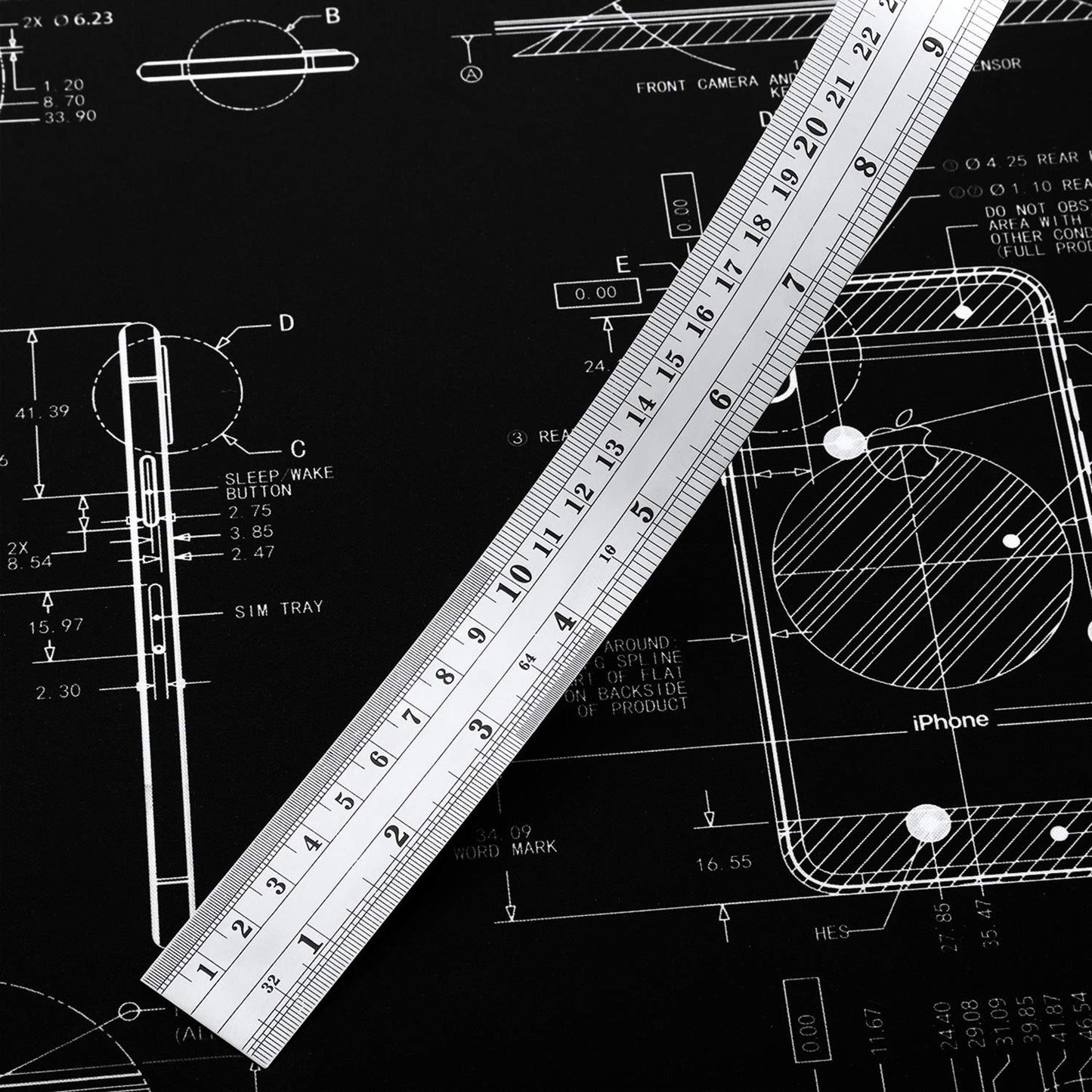 EBOOT Stainless 2 Pack Steel Ruler 12 Inch Metal Rule Kit with Conversion Table
