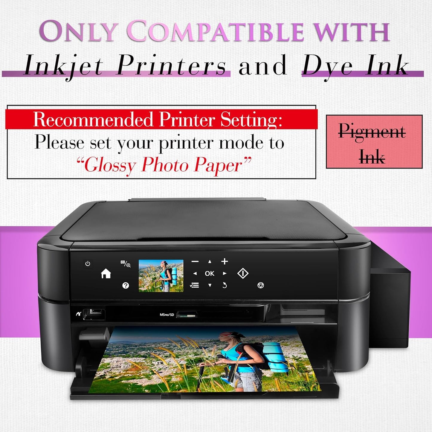 A-SUB Heavyweight Glossy Photo Paper 8.5 x 11 Inch 61lb 230GSM Thick Photo Printer Paper for DIY Cards Calendars for Inkjet Printers 100 Sheets