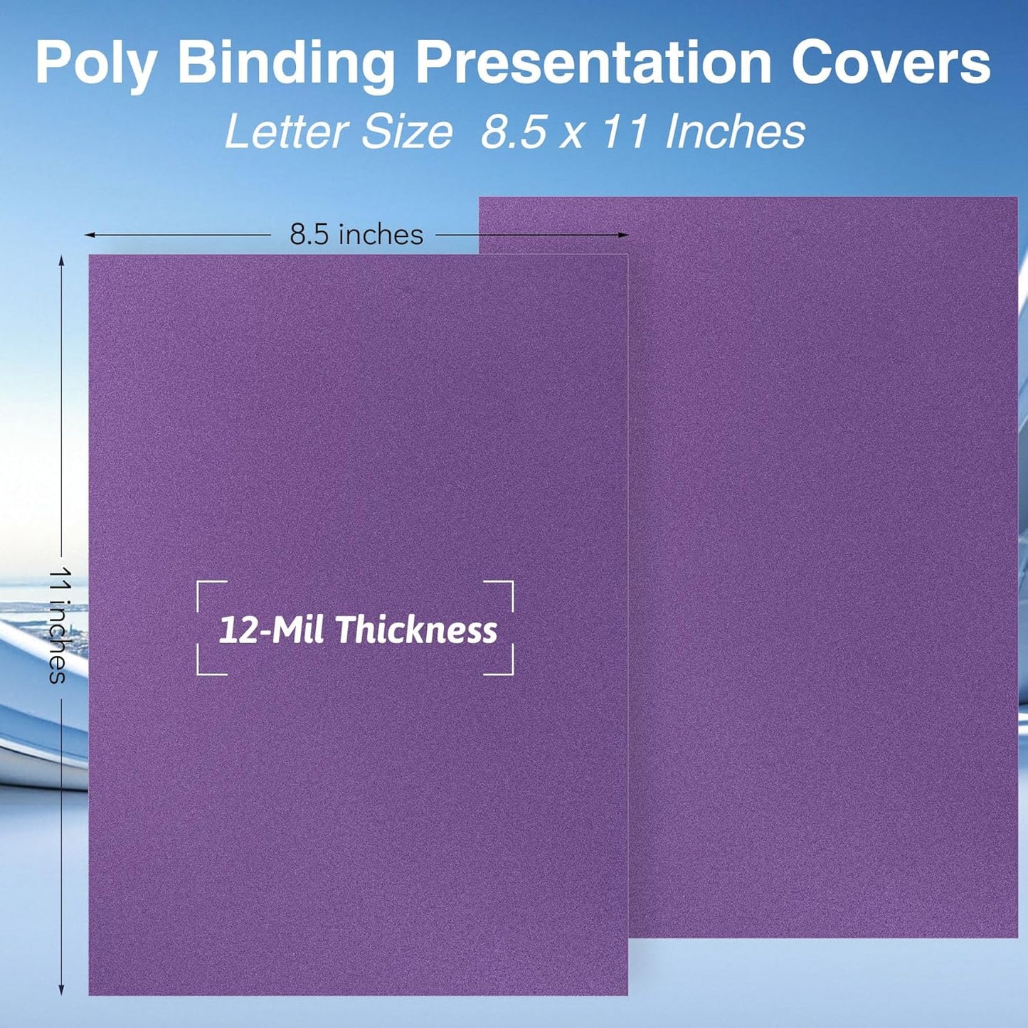 Ndsox 100 Pack 12 Mil Binding Presentation Covers Sand-Textured Polycover Report Covers for Letter Size Document Binding, Business Proposals, 8-1/2 x 11 Inches, Un-Punched, Square Corners, Deep Purple