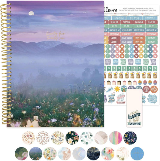 bloom daily planners 2025-2026 (8.5" x 11") Academic Year Day Planner (July 2025 - July 2026) - Weekly & Monthly Dated Agenda Organizer with Stickers & Tabs - Mystical Mountains
