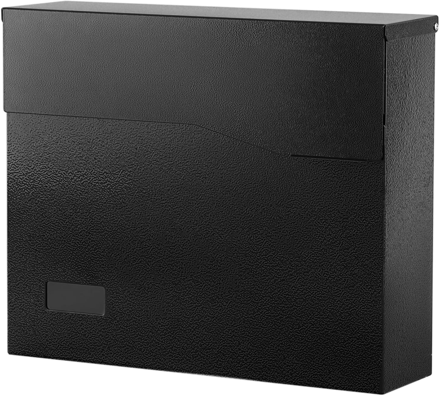 xydled Mailbox Wall Mount Mailboxes for Outside, Large Capacity Steel Hanging Metal Mailbox, Modern Post Box, Black,14.6''x12.2''x4.1''