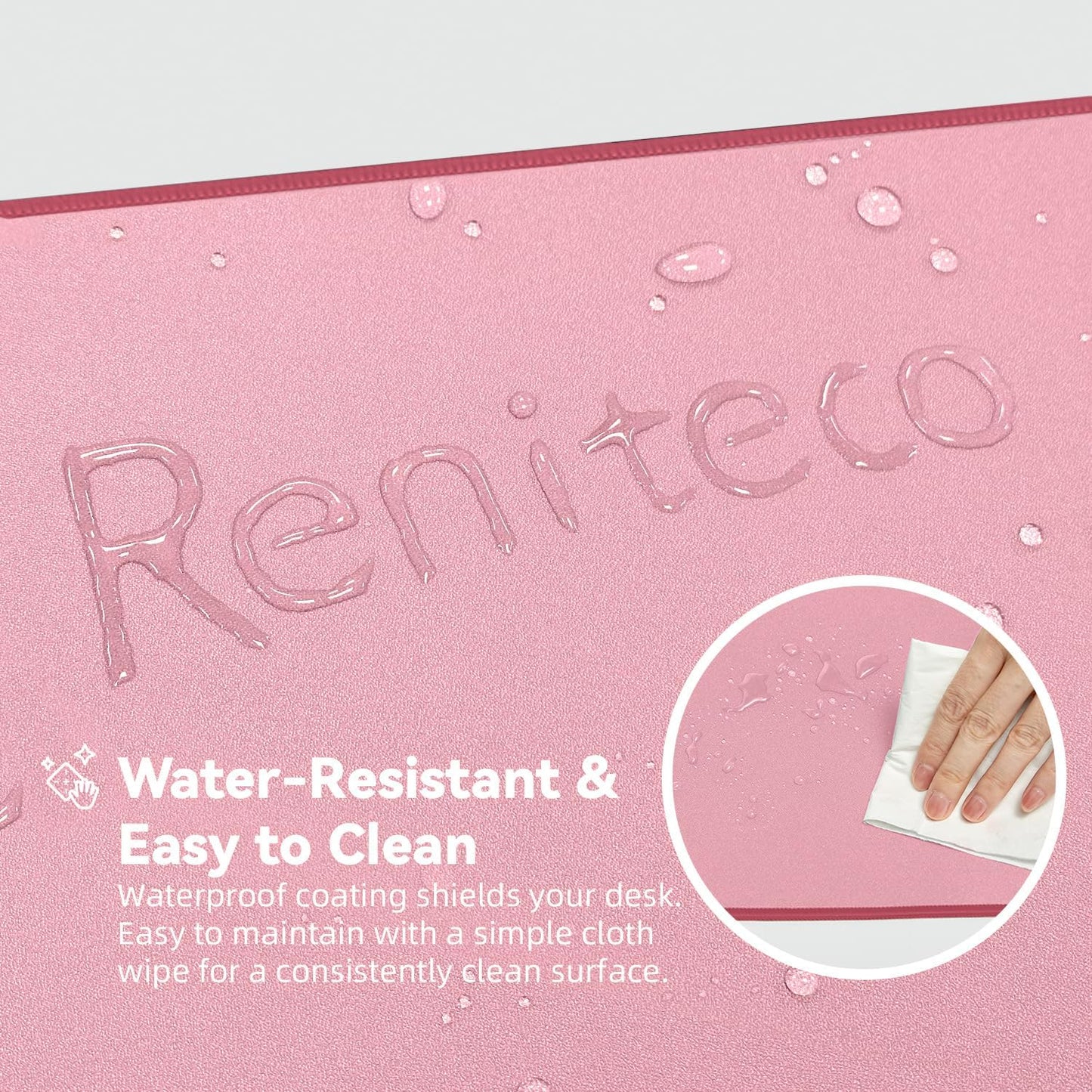 Waterproof Large Gaming Mouse Pad with Durable Stitched Edges, Non-Slip Rubber Base, Smooth Surface Mouse Mat Desk Pad for Home Office Gaming, 27.5"*11.8"*0.08", Dusty Rose