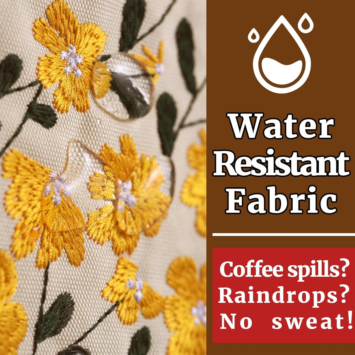 LParkin Embroidered Daisy Flower Book Sleeve with Zipper - Washable Fabric Book Cover Protector for Paperbacks & Hardcover, Gift for Book Lovers (Yellow, 11x8.5 Inch)