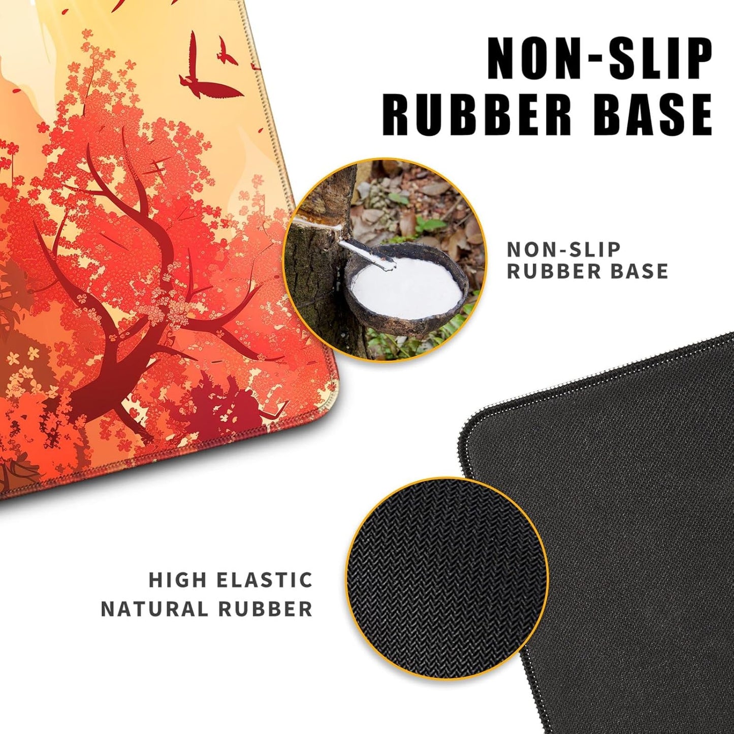 Japanese Cherry Blossom Desk Mat Anime Gaming Mouse Pad Large Desk Pad for Desk Computer Pc Laptop Office Decor, Mouse Keyboard Pad Stitched Edges Non-Slip Rubber Mat Desk Pad, 31.5x11.8 in