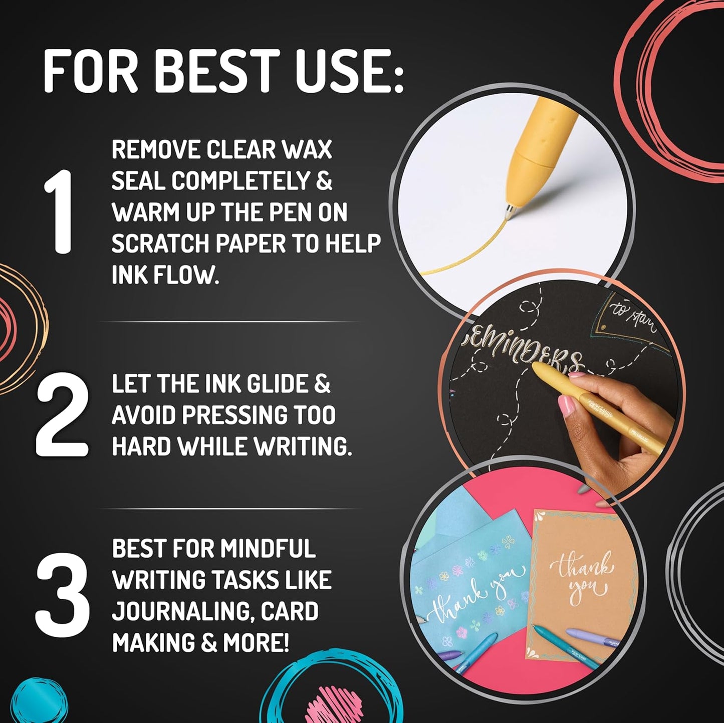 Paper Mate InkJoy Gel Pens, Metallic Pens, Retractable, Medium Point, (0.8mm) Assorted Colors, 10 Count