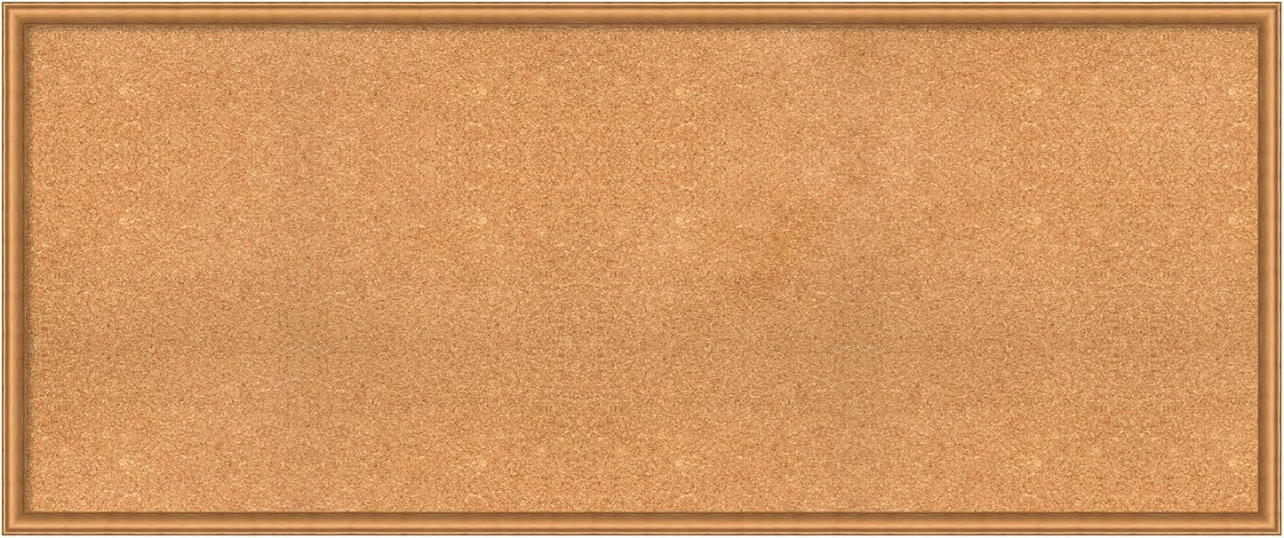 Amanti Art Natural Cork Board for Wall, 26x62 Vision Board with Bronze Frame, Oversize Corkboard Office Decor for Home Organization, Casual Corkboard Pinboard to Display Items for Home Organization
