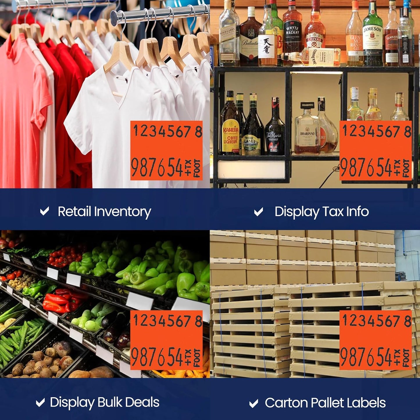 Perco Red Pricing Labels for Monarch 1136 Price Gun - Case of 8 Sleeves, 112,000 Pricemarking Labels Value Pack - with Bonus Ink Rolls Included