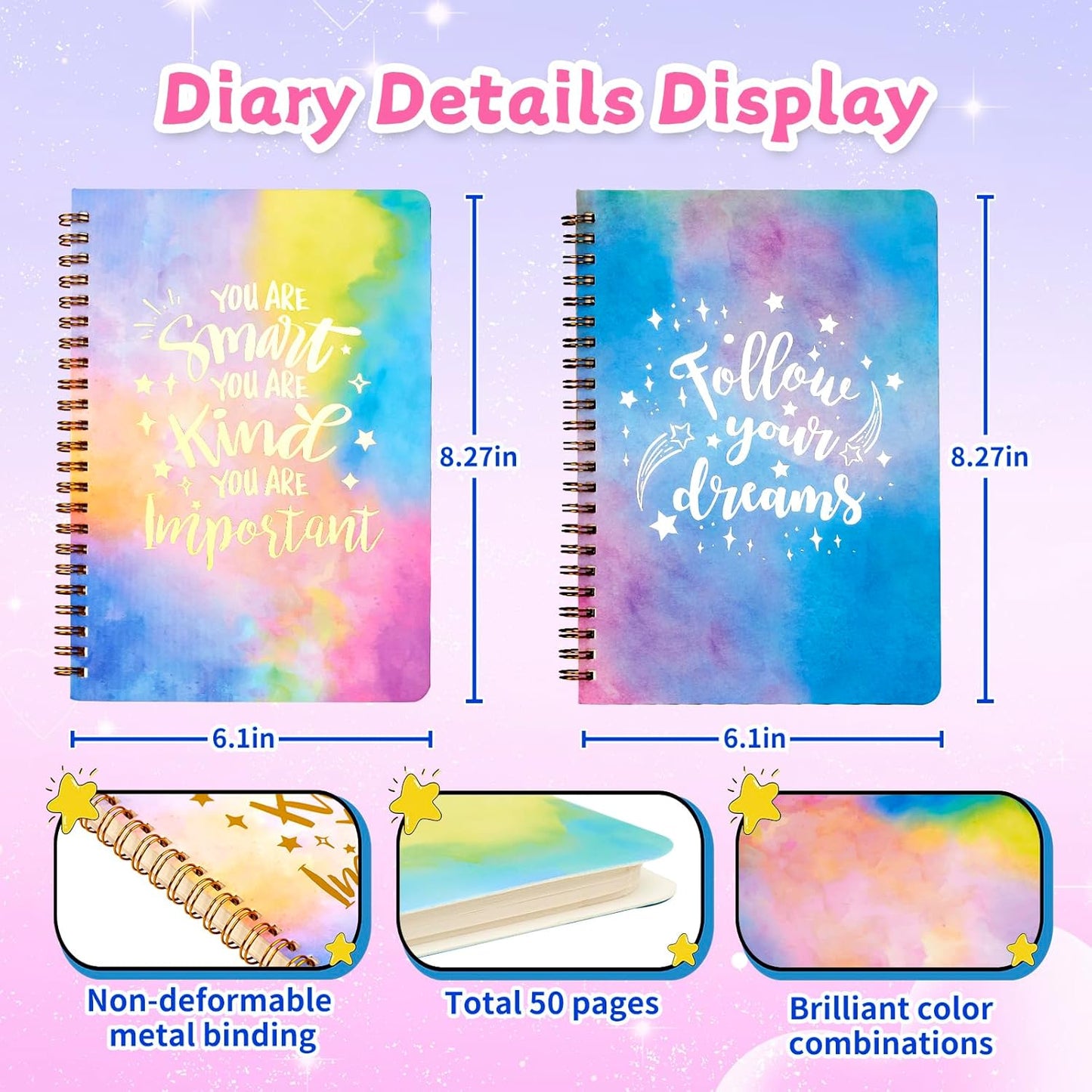 2 PC DIY Journal Kit for Girls Age 8-14, DIY Journal Set for Teen Girl,Christmas|Birthday Gift for 8 9 10 11 12 13 14 Year Old Girl Ideas, Stationery|Scrapbook|Diary Art Crafts Supplies Toy Set