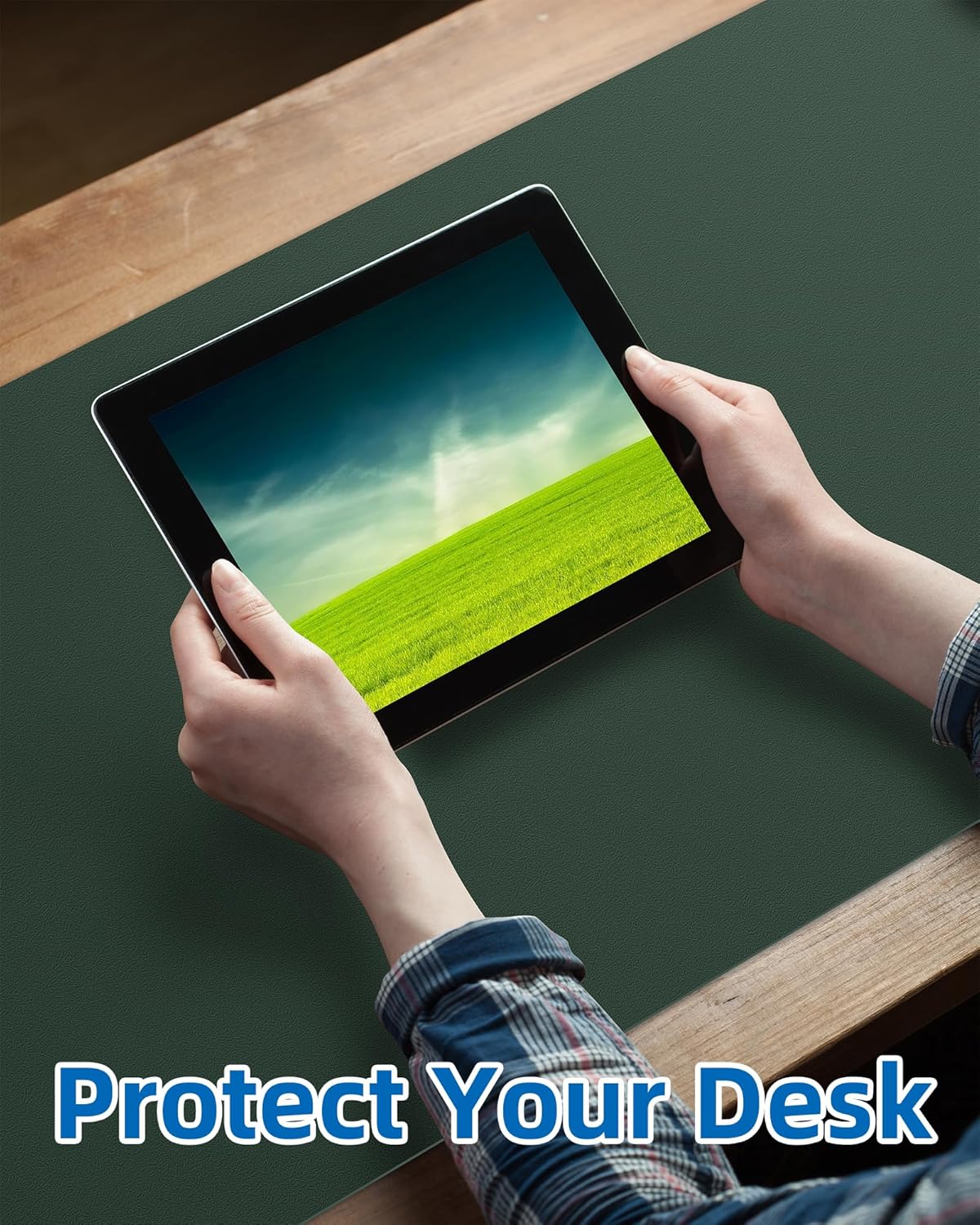 Non-Slip Desk Pad,Mouse Pad,Waterproof PU Leather Desk Protector,Ultra Thin Large Desk Blotter,Waterproof Keyboard mat for Office/Home/Decor(Dark Green 23.6" x 13")
