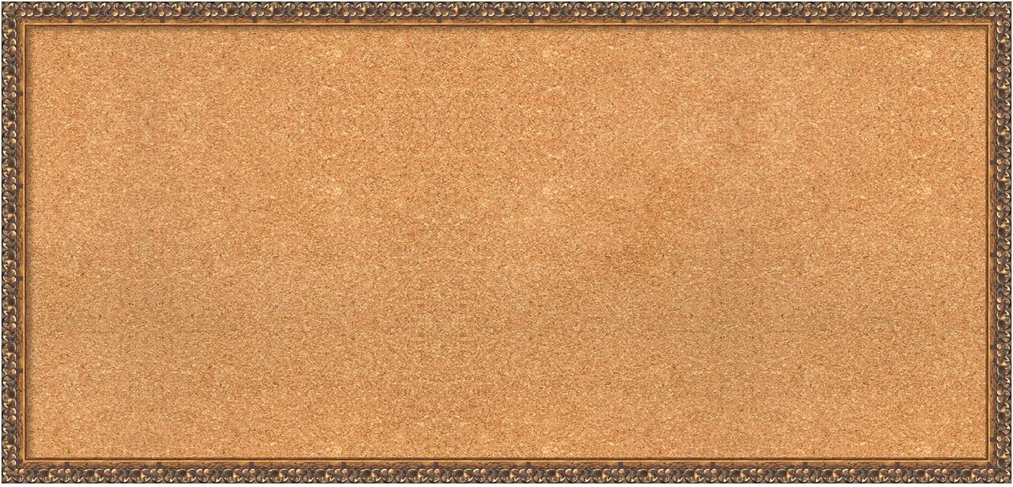 Amanti Art Natural Cork Board for Wall, 22x46 Vision Board with Bronze Frame, Oversize Corkboard Office Decor for Home Organization, Traditional Corkboard Pinboard to Display Items for Home