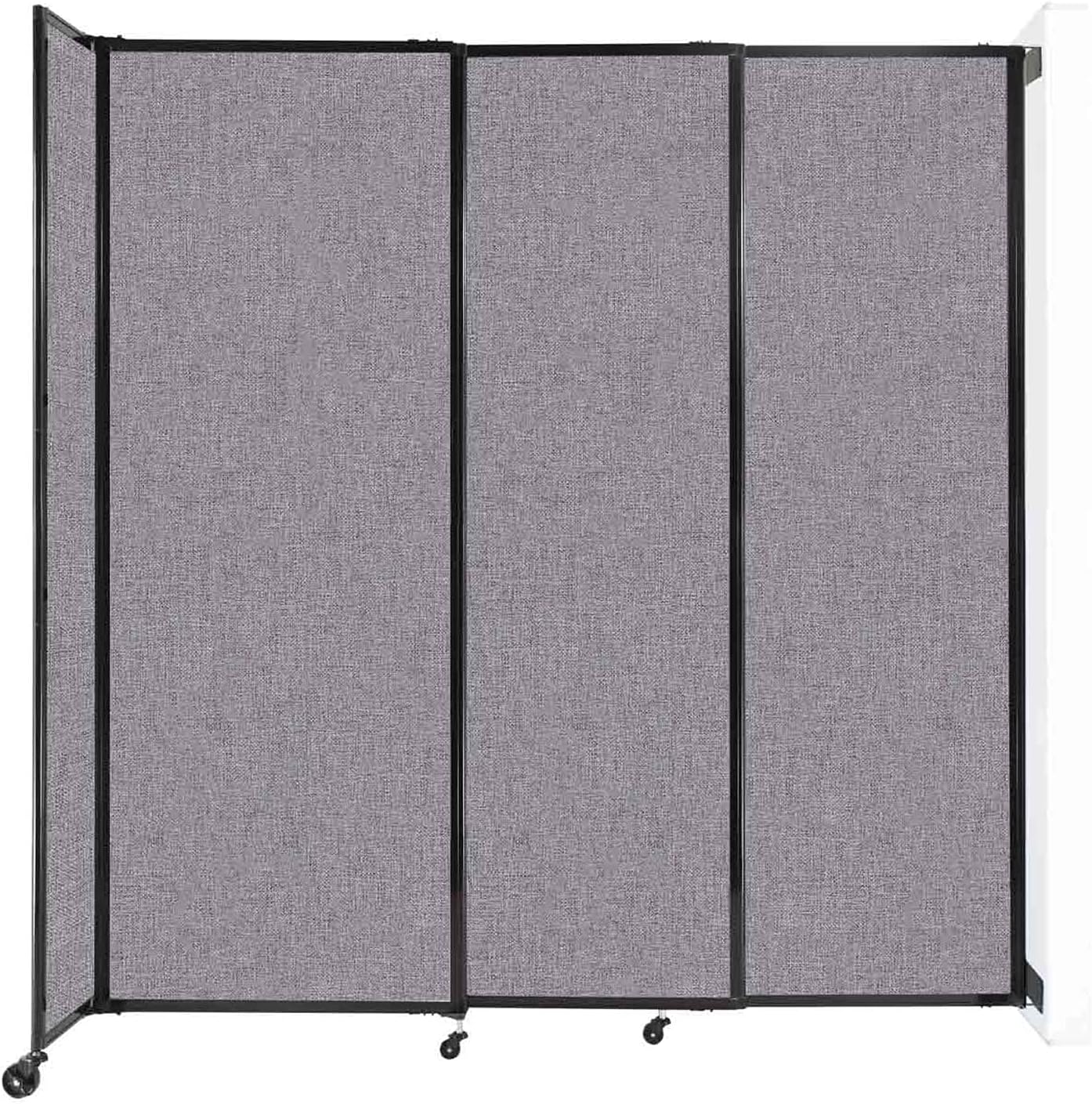 Wall-Mounted Sliding StraightWall Room Divider | Adjustable Widths | Locking Wheels | Room Separator | Up to 7'2" Wide x 7'6" Tall Cloud Gray Fabric Panels