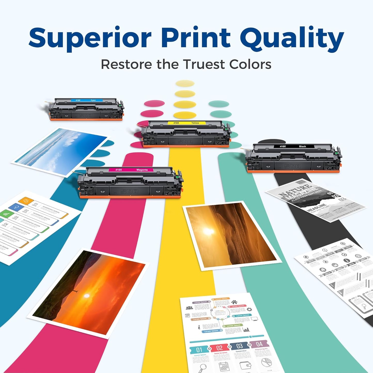 410X Toner Cartridges High Yield 4 Pack Compatible with Color LaserJet Pro M452 MFP M477 M377 Series for HP 410X 410A Toner Work for MFP M477fdw M477fdn M477fnw M377dw Pro M452dn M452dw M452nw Printer