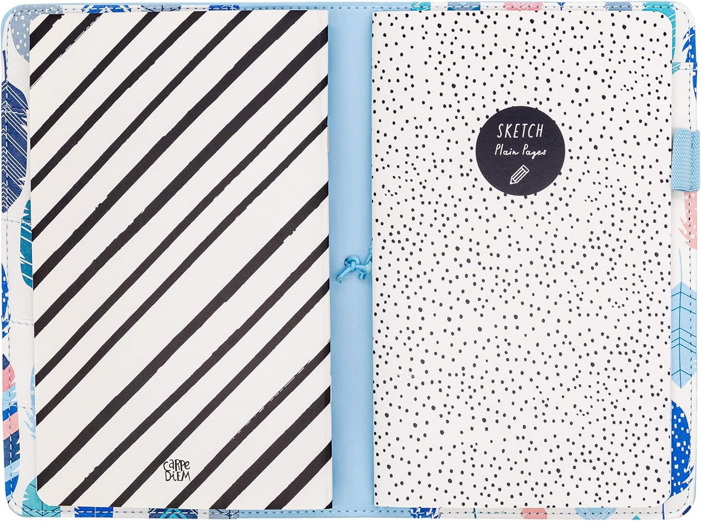 Pukka Pad, Carpe Diem Refillable Traveler’s Notebook Cover – Faux Leather Portfolio with Blank and Lined Notepads – Includes 6 Pockets, Pen Loop, and Elastic Closure – 8.5 x 5.5 Inches, Sky Blue