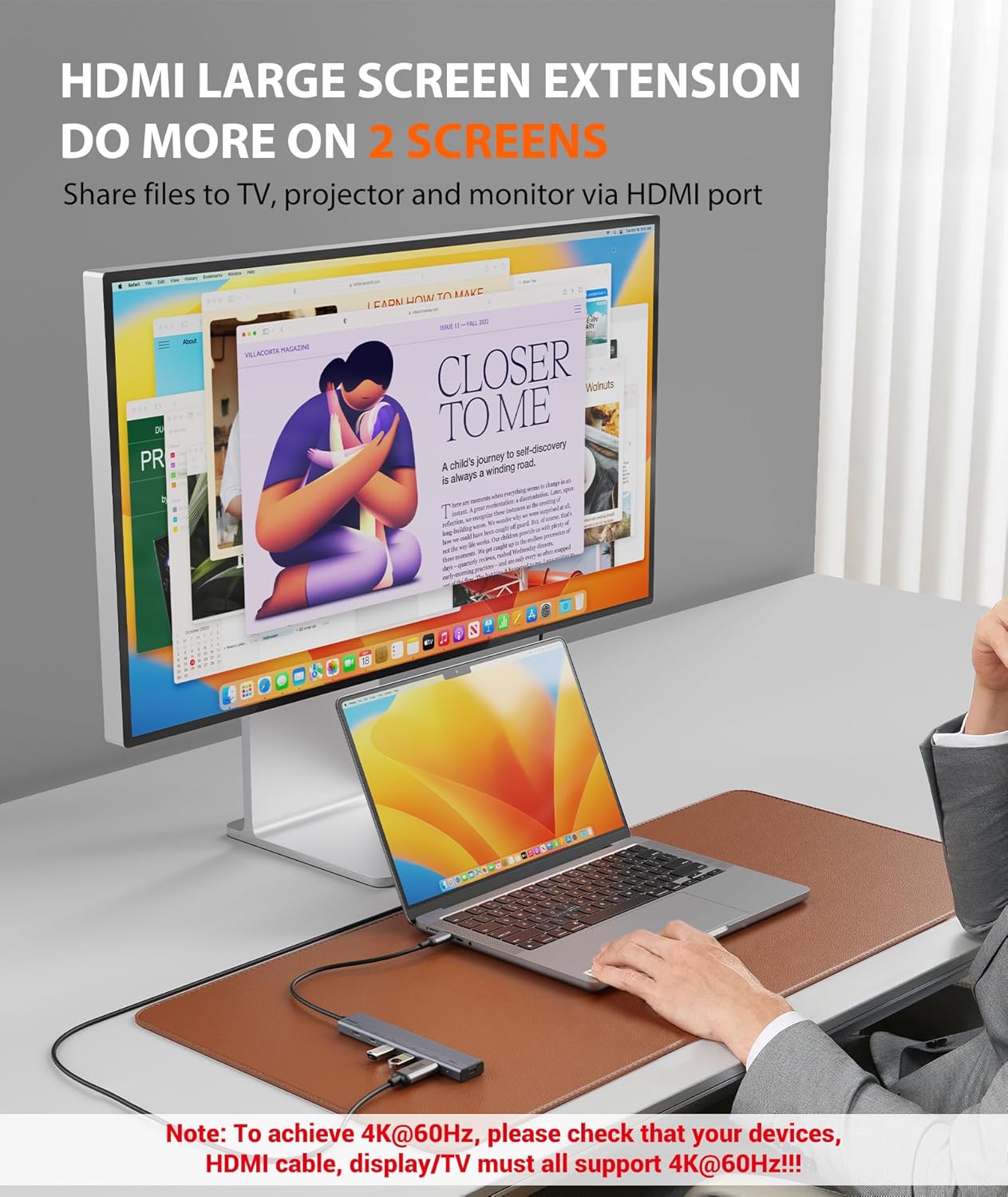 Aceele USB C Hub, 6 in 1 USBC Multiport Adapter with 10Gbps 2 USB C 3.2 and 2 USB A 3.2 Data Port, 4K 60Hz HDMI, 100W Power Delivery for MacBook Pro/Air, iPad Pro, iMac, Surface, XPS and More