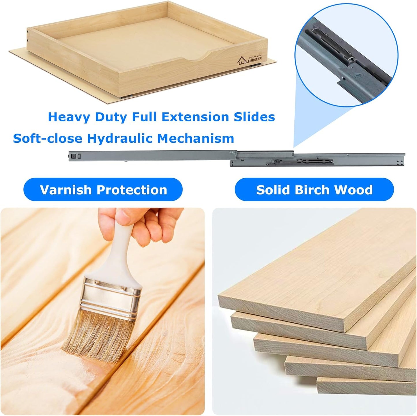 WelFurGeer Soft Close Pull Out Drawers for Cabinets, 8" W x 22" D Pull Out Cabinet Drawer with Heavy Duty Slides, Pull Out Cabinet Organizer, Cabinets Roll Out Drawers, Pull-Out Home Organizers