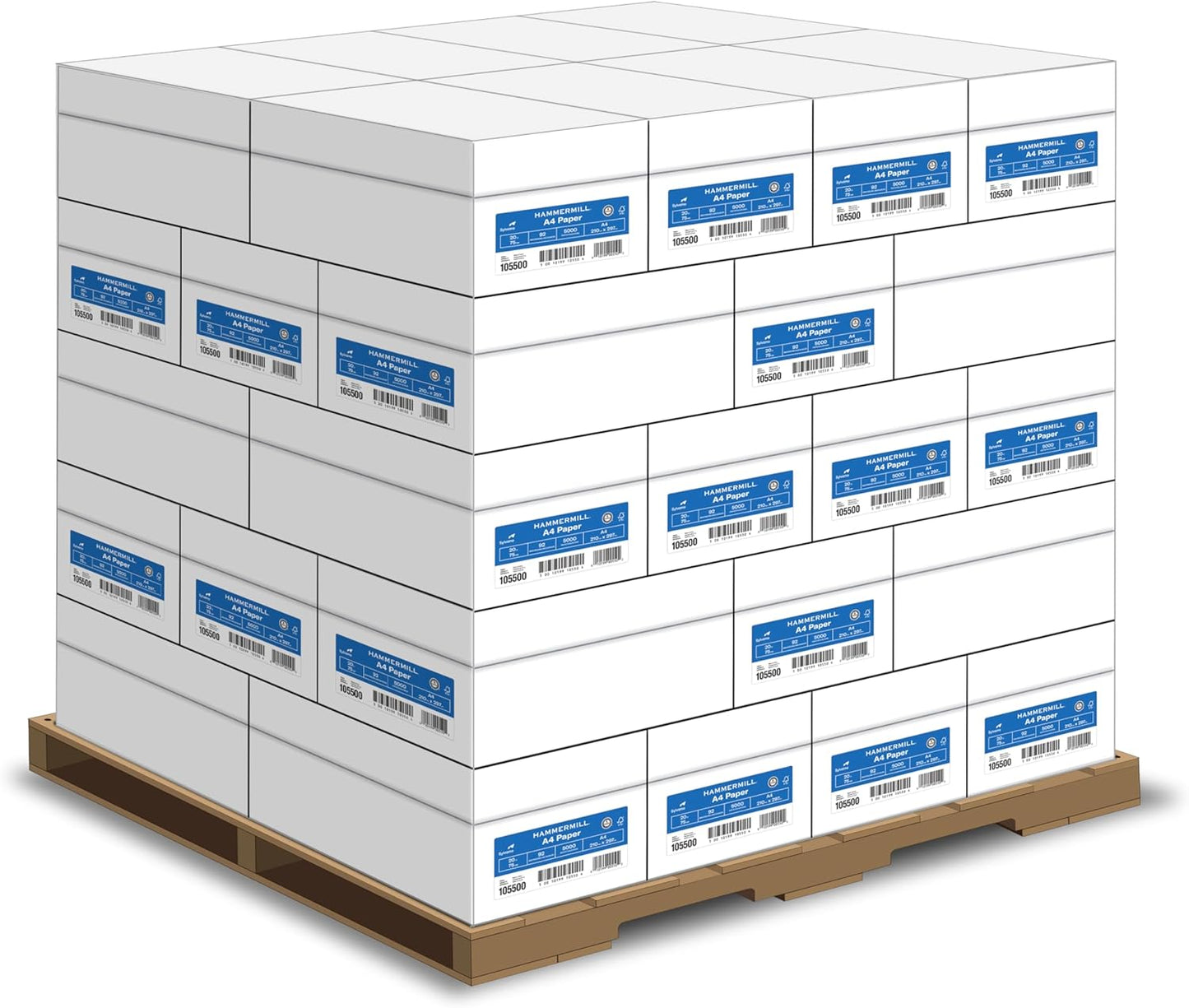 Hammermill A4 Paper, 20 lb Copy Paper (210mm x 297mm) - 1 Pallet, 40 Cases (200,000 Sheets) - 92 Bright, Made in the USA