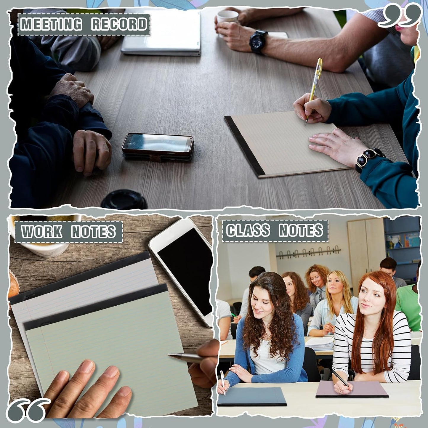 Lincia 6 Pcs 11" x 9.5" Legal Pads College Ruled Notepad Landscape Notebook Horizontal Lined Notebook 80 Gsm Assorted Colors Paper Pastel Writing Pads for School Office, 40 Sheet (Sweet Color)